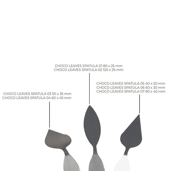 De olika storlekarna av Choco Leaves spatula - Silikomart - Söders gourmet