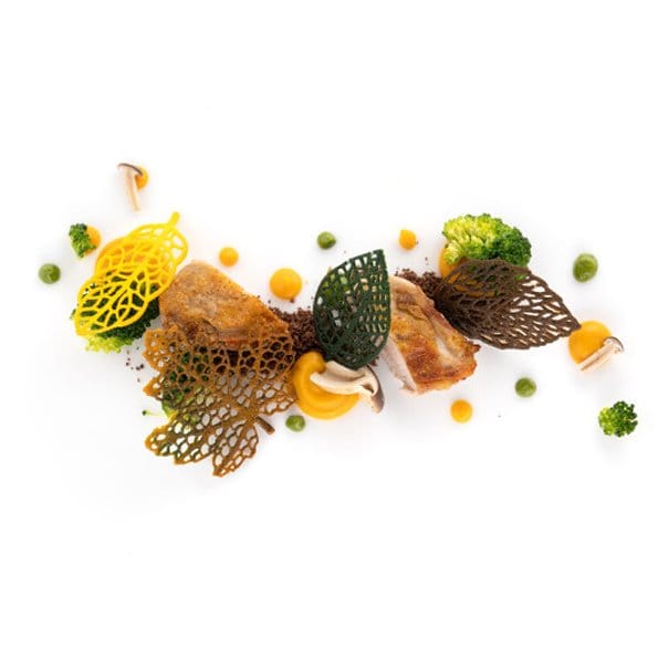 Bosco GN 1/1 Foresta Bladform i silikon Från Silikomart Professional är en silikonmatta med måtten 470 x 270mm passar restaurangens plåtar. Lagd tallrik