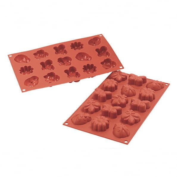 SF135 Vårliv mini 20ml är en terracottafärgad silikonform i storlek GN1/3 (300x175mm). Tillverkad i Italien av Silikomart professional - söders gourmet