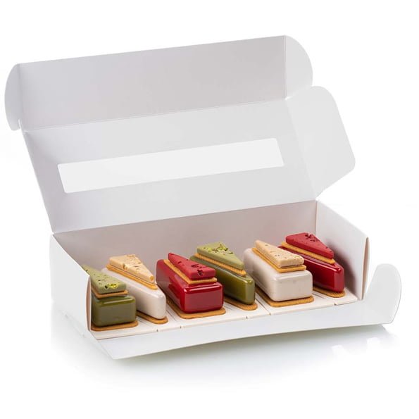 Kit Cake to Go 45 - Silikonform - 75mm x 38mm x 23mmKit med två silikonformar och utstickare Volym: 95ml Antal gjutningar: 12 Totalvolym: 1140ml