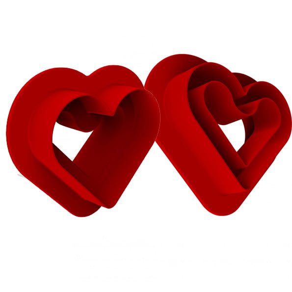 Stansen: LEVEL HEARTS 35ml - Silikonform med dubbelsidig utstickare Mått:80mm x 66mm x h12mm Volym: 35ml Gjutningar: 8st Totalvolym: 280ml